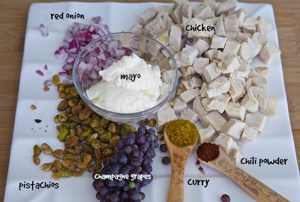 Ingredients for curry chicken salad
