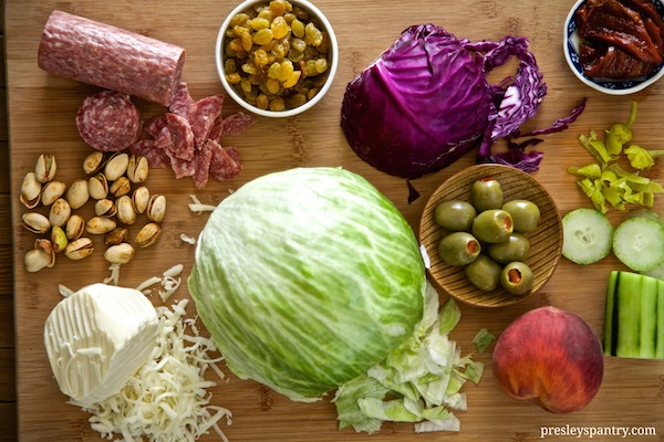 Ingredients for salami chopped salad #WMTMoms