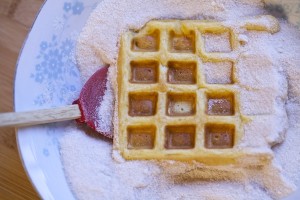 dust waffles off with cinnamon and sugar