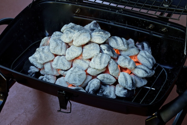 hot charcoals ready for grilling