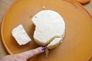 Cut the edges of queso fresco to make a calavera shape