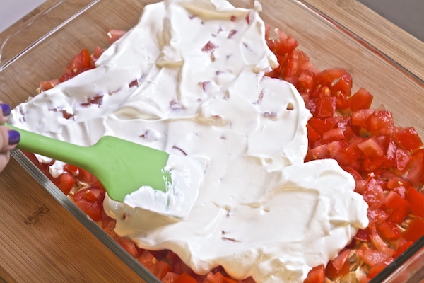 sour cream over tomatoes