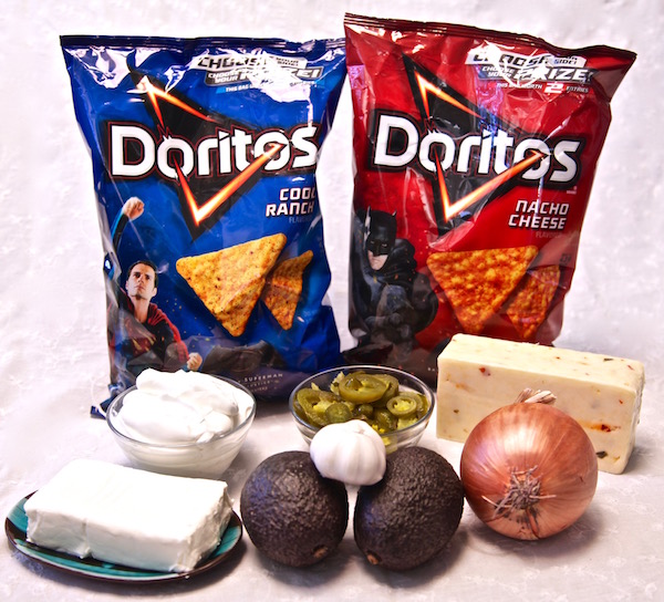All the ingredients for cheese dip for Doritos