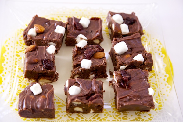 Easy to make rocky road fudge for the Easter holiday. 