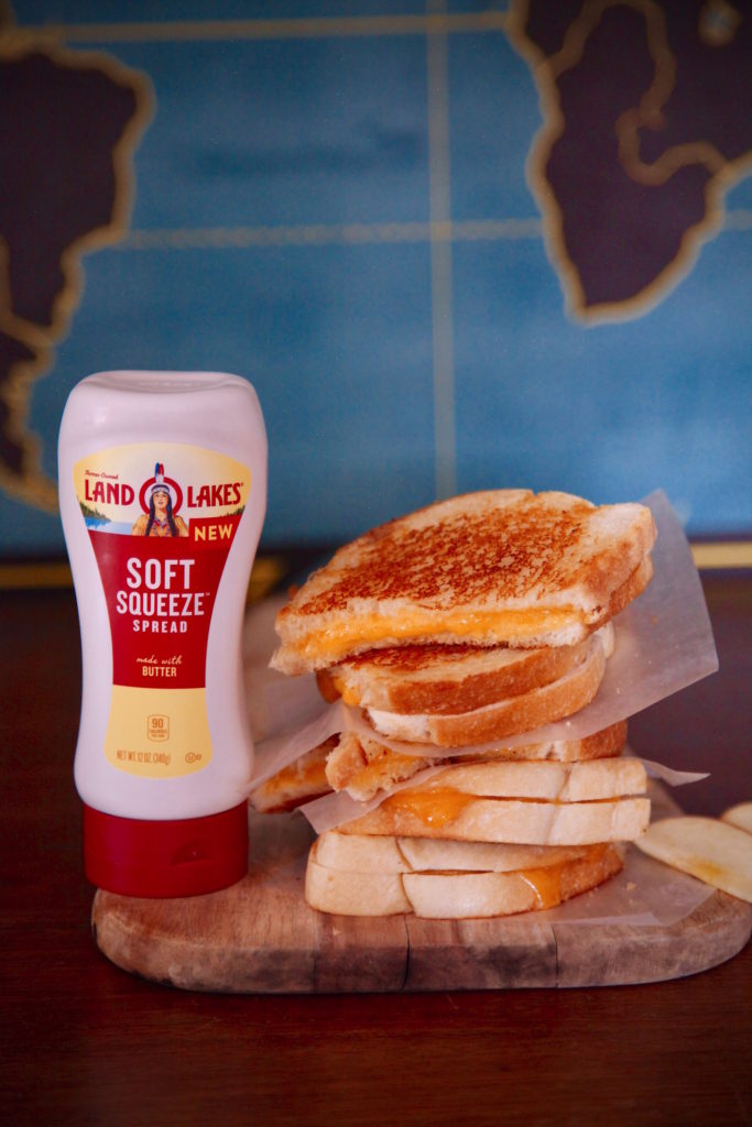 Easiest Crispy Grilled Cheese Sandwich With New Land O' Lakes Soft Squeeze Spread. I found all my ingredients at Walmart.