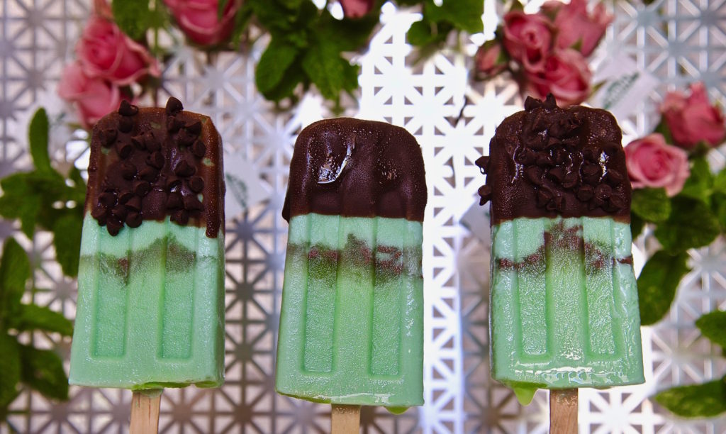Mint and chip paletas made with TADIN Spearmint Tea. 