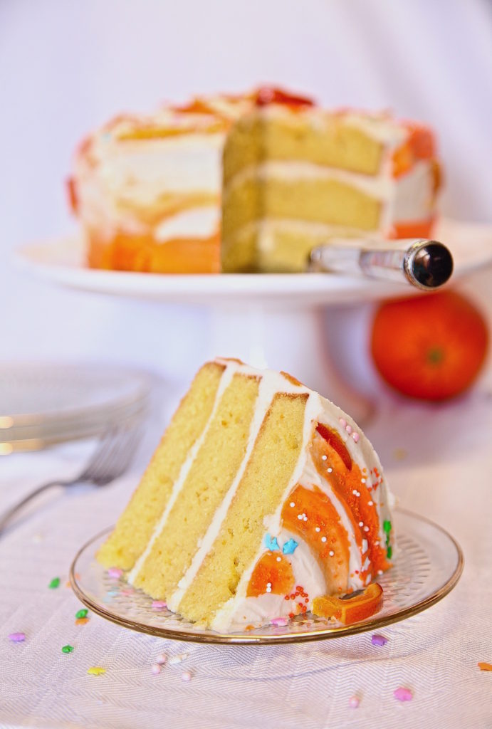 Moist Layer Orange Cake With Buttercream Frosting Long photo