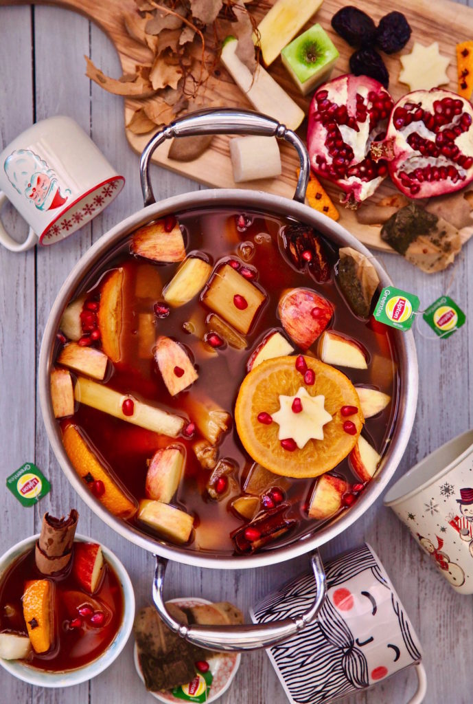 Mexican Christmas Punch / Ponche Navideño made with Lipton Green Tea and fruit
