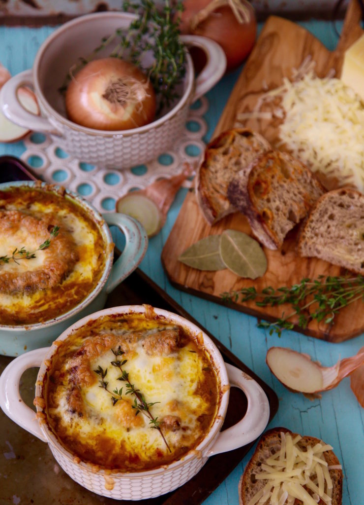 Vegetarian French Onion Soup. It is heavenly to the palate and my absolute favorite soup ever. 
