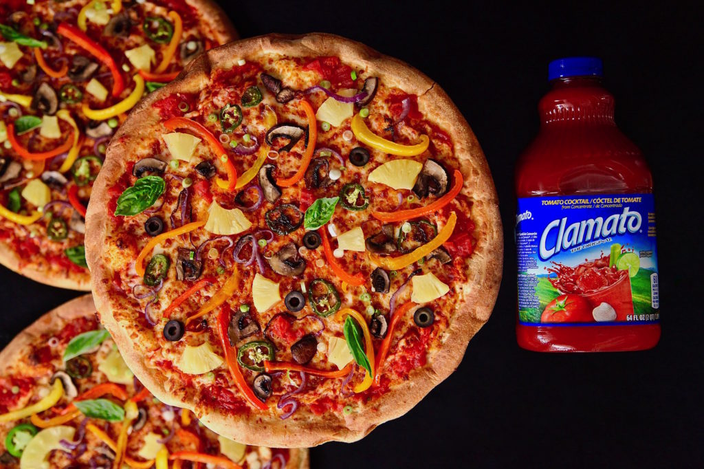 Spicy Peppery Vegetable Pizzas made with Clamato