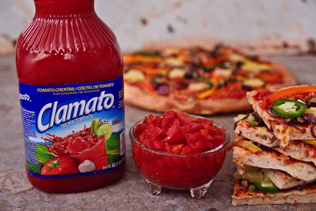 Spicy Peppery Vegetable Pizzas made with Clamato is perfect meal for lent. 