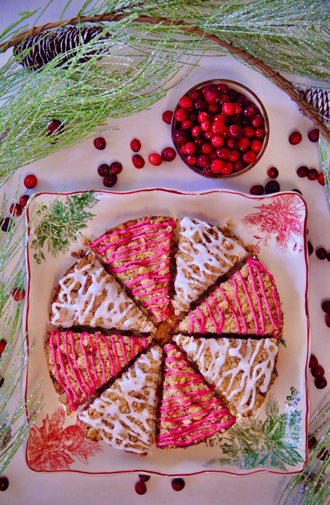 Cranberry Coffeecake drizzled in a hibiscus glaze!